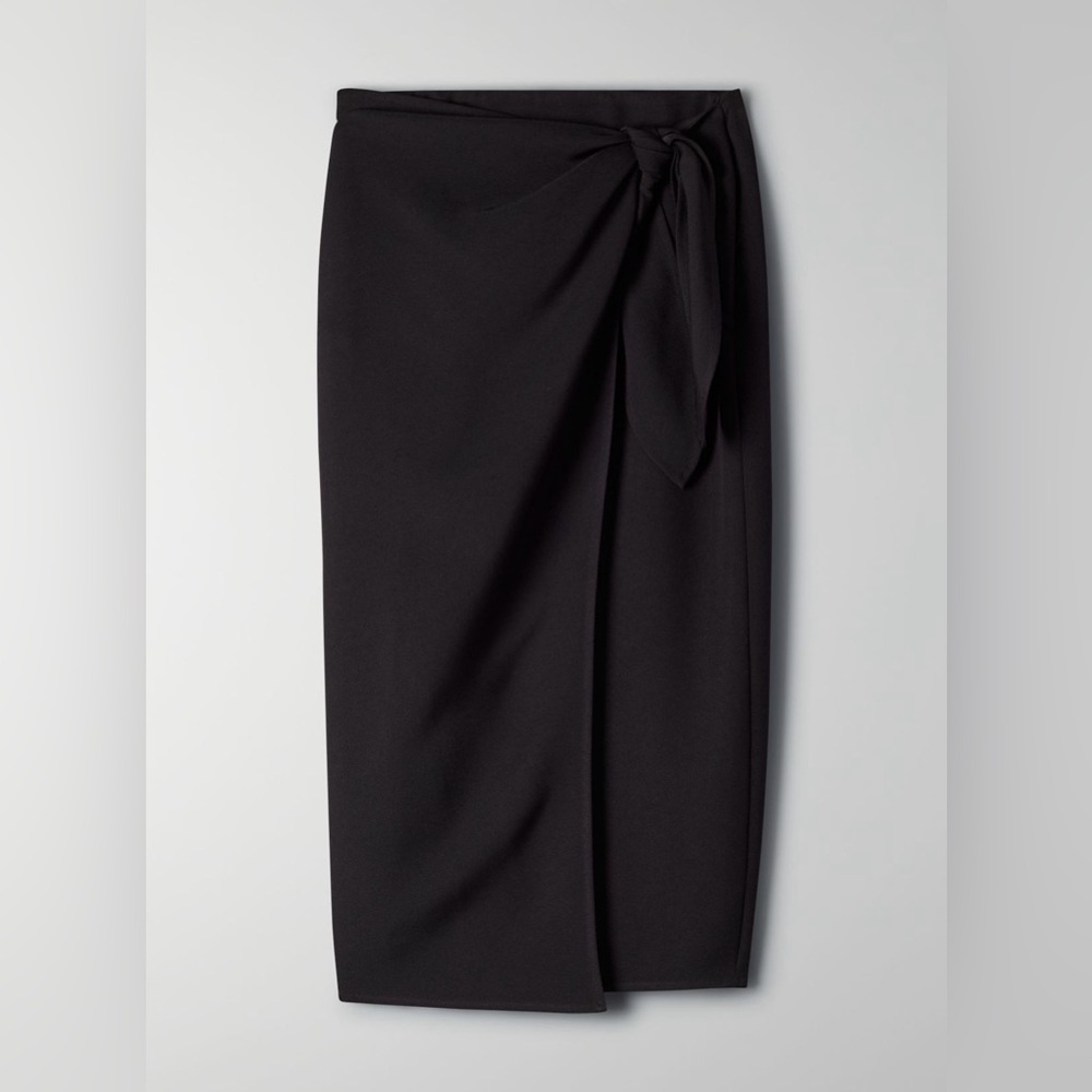 Babaton Black Pencil Skirt with Tie Detail